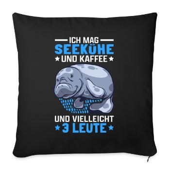 Seekühe und Kaffee Manati Meeressäuger Seekuh - Sofakissenbezug 45 x 45 cm - Schwarz - Vorne