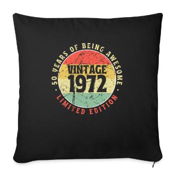 50e anniversaire 50 ans né en 1972 - Housse de coussin décorative 45 x 45 cm - noir - Devant