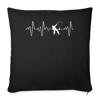Fishing Heartbeat - Sofa pillowcase 17,3'' x 17,3'' (45 x 45 cm) - black - Front