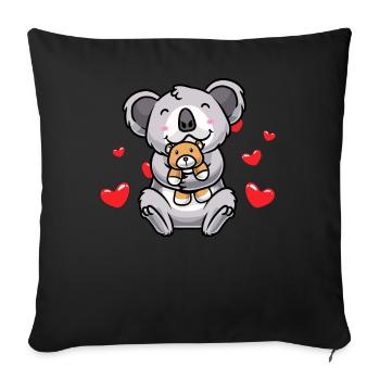 Peluche Jouet Koala Kawaii Coeur Koala Ours - Housse de coussin décorative 45 x 45 cm - noir - Devant