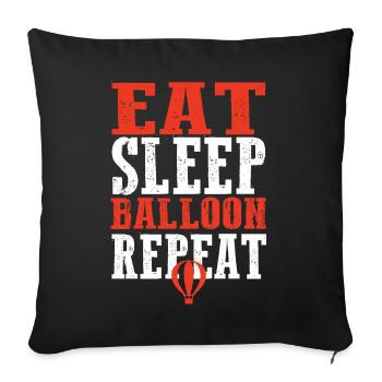 Eat Sleep Balloon Repeat - Sofa pillowcase 17,3'' x 17,3'' (45 x 45 cm) - black - Front