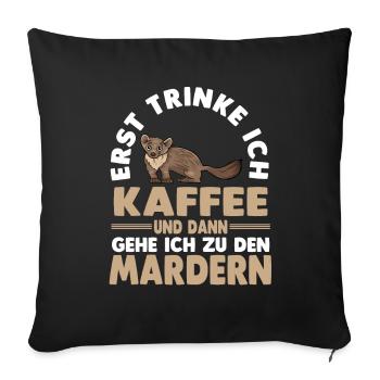Kaffee Marder - Sofakissenbezug 45 x 45 cm - Schwarz - Vorne