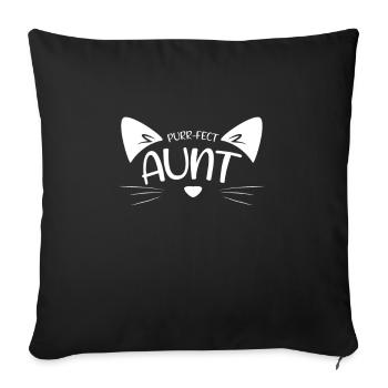 Aunt Cat Niece Nephew Cats Family Gift - Sofa pillowcase 17,3'' x 17,3'' (45 x 45 cm) - black - Front