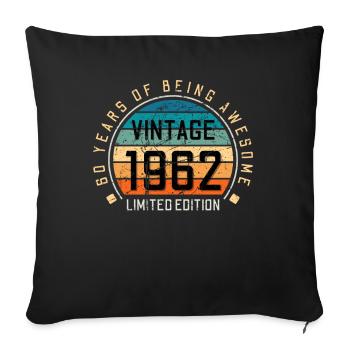 60e anniversaire 60 ans né en 1962 - Housse de coussin décorative 45 x 45 cm - noir - Devant