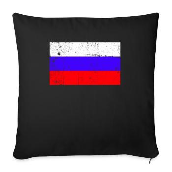 Drapeau de la Russie Vintage - Housse de coussin décorative 45 x 45 cm - noir - Devant