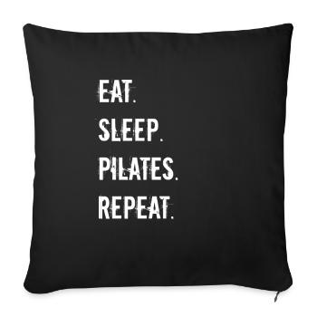 Pilates - manger. Dormir. pilates. répéter. - Housse de coussin décorative 45 x 45 cm - noir - Devant