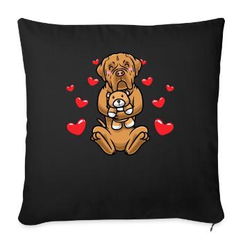 Bordeaux Dog Cuddly Toy Kawaii Dog Dogue De - Sofa pillowcase 17,3'' x 17,3'' (45 x 45 cm) - black - Front