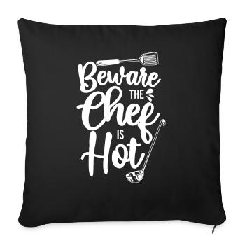 Cuisine Cuisine Cuisine Chef Méfiez-vous - Housse de coussin décorative 45 x 45 cm - noir - Devant
