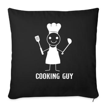 Cuisine Cuisine Cuisine Chef Cuisine Cuisine - Housse de coussin décorative 45 x 45 cm - noir - Devant