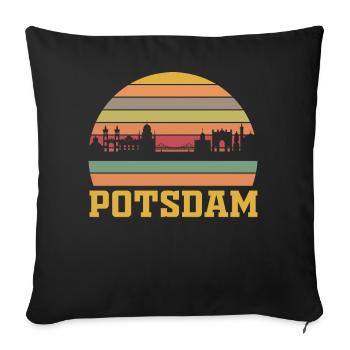 Retro Potsdam Skyline - Sofakissenbezug 45 x 45 cm - Schwarz - Vorne