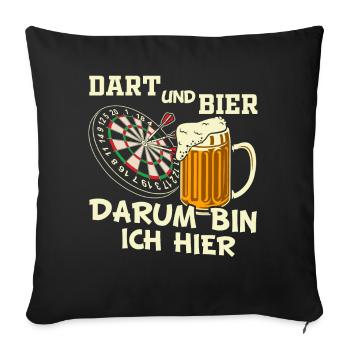 Dart Dartboard Dartpfeil Dartspieler Geschenk - Sofakissenbezug 45 x 45 cm - Schwarz - Vorne