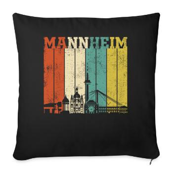 Retro Mannheim Skyline - Sofakissenbezug 45 x 45 cm - Schwarz - Vorne
