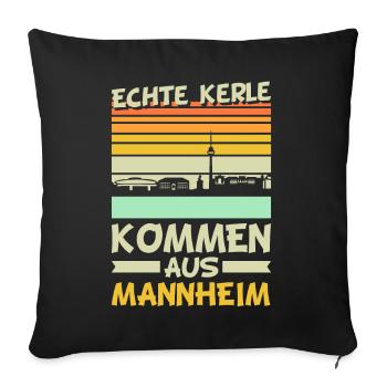 Lustige Mannheim Sprüche Stadt Liebe Heimat - Sofakissenbezug 45 x 45 cm - Schwarz - Vorne
