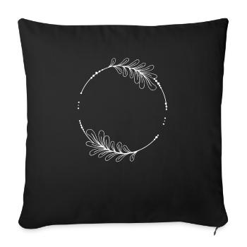Cadre circulaire blanc avec feuilles - Housse de coussin décorative 45 x 45 cm - noir - Devant