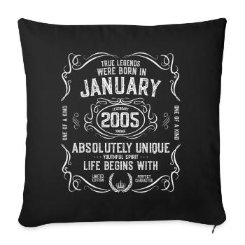 17 years January January 2005 - Sofa pillowcase 17,3'' x 17,3'' (45 x 45 cm) - black - Front