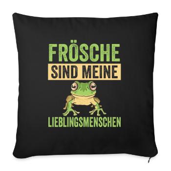 Frösche Frosch - Sofakissenbezug 45 x 45 cm - Schwarz - Vorne