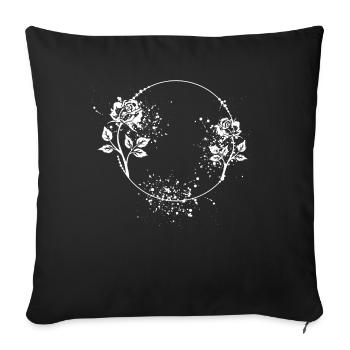 Cadre rose rond avec taches de couleur - Housse de coussin décorative 45 x 45 cm - noir - Devant