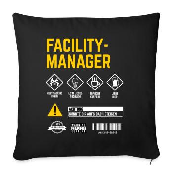 Hausmeister Sicherheitshinweise Facility Manager - Sofakissenbezug 45 x 45 cm - Schwarz - Vorne