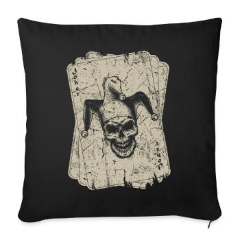 Joueur de poker Vintage Joker Card - Housse de coussin décorative 45 x 45 cm - noir - Devant