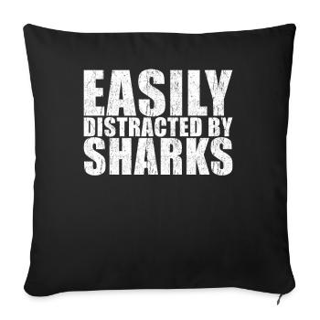 Shark Saying - Sofa pillowcase 17,3'' x 17,3'' (45 x 45 cm) - black - Front