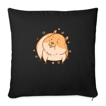 mignon hamster rongeur animal de compagnie - Housse de coussin décorative 45 x 45 cm - noir - Devant