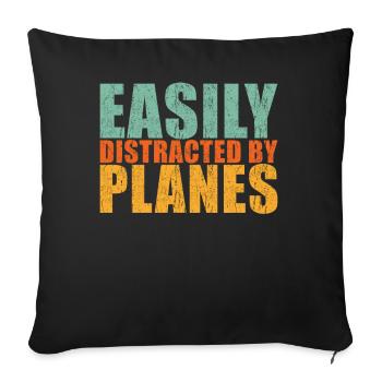 Dicton d’avion - Housse de coussin décorative 45 x 45 cm - noir - Devant
