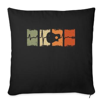 Guitar Heartbeat Retro Guitar Player Guitarist - Sofa pillowcase 17,3'' x 17,3'' (45 x 45 cm) - black - Front