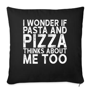 Pizza et pâtes - Housse de coussin décorative 45 x 45 cm - noir - Devant