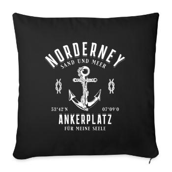 Norderney Nordsee Ankerplatz - Sofakissenbezug 45 x 45 cm - Schwarz - Vorne