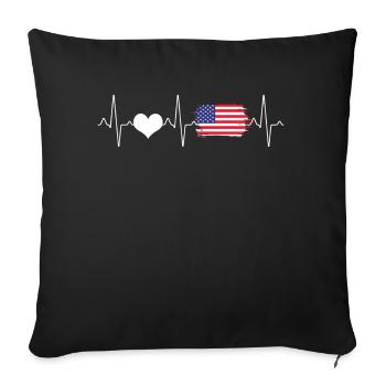 Amerika Flagge Herzschlag - Sofakissenbezug 45 x 45 cm - Schwarz - Vorne