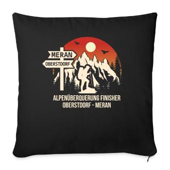 Alpenüberquerung Oberstdorf Meran E5 - Sofakissenbezug 45 x 45 cm - Schwarz - Vorne
