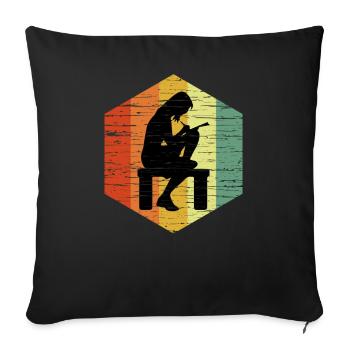 T-shirt Vintage Writer - Housse de coussin décorative 45 x 45 cm - noir - Devant