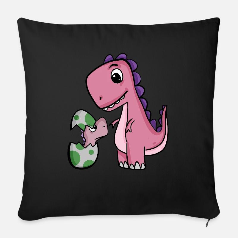 Dinosaurier mit Baby Dinosaurier - Sofakissenbezug 45 x 45 cm - Schwarz