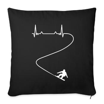 Heartbeat Pulse ECG Snowboard SnowboardEr - Housse de coussin décorative 45 x 45 cm - noir - Devant