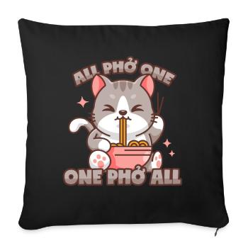 Phở Cat Vietnamese Pho Soup Pun - Sofa pillowcase 17,3'' x 17,3'' (45 x 45 cm) - black - Front