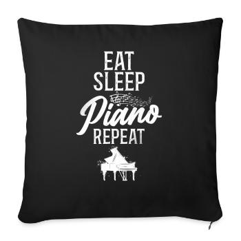 Piano Teacher Pianist Eat Sleep - Sofa pillowcase 17,3'' x 17,3'' (45 x 45 cm) - black - Front