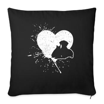 Chien Chiots Cœurs de chat Bébé Chiens Cœur de chat - Housse de coussin décorative 45 x 45 cm - noir - Devant