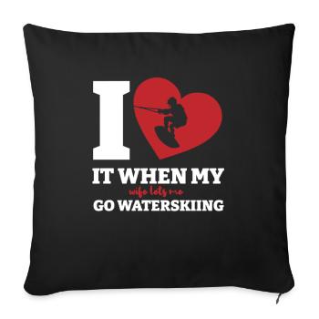 Waterskiing Waterskier Wakeboard Gift - Sofa pillowcase 17,3'' x 17,3'' (45 x 45 cm) - black - Front