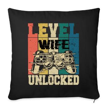 Level Wife Unlocked - Sofa pillowcase 17,3'' x 17,3'' (45 x 45 cm) - black - Front