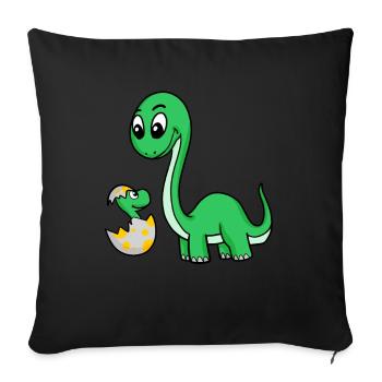 Dinosaures avec bébés dinosaures - Housse de coussin décorative 45 x 45 cm - noir - Devant