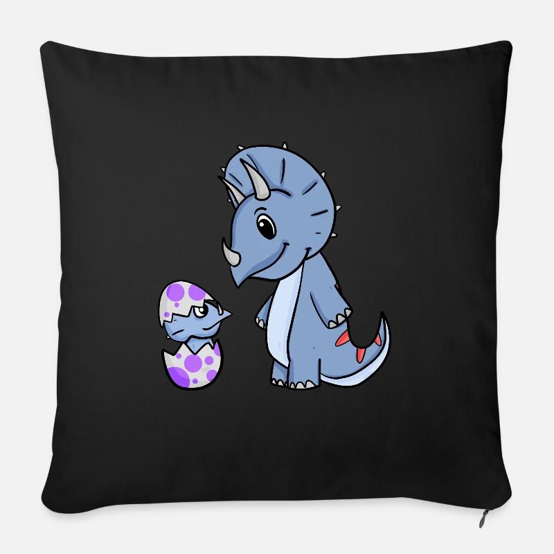 Dinosaurier mit Baby Dinosaurier - Sofakissenbezug 45 x 45 cm - Schwarz