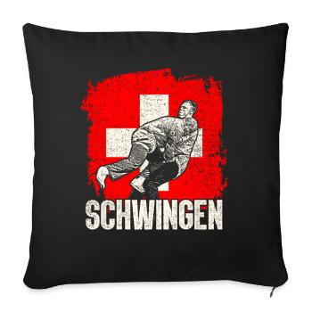 Schwingen Schweiz Sport - Sofakissenbezug 45 x 45 cm - Schwarz - Vorne