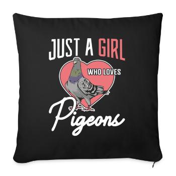 Pigeons voyageurs Juste une fille qui aime les pigeons - Housse de coussin décorative 45 x 45 cm - noir - Devant