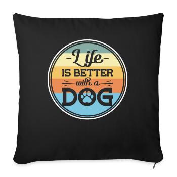 Patte de chien La vie est meilleure avec une patte de chien - Housse de coussin décorative 45 x 45 cm - noir - Devant
