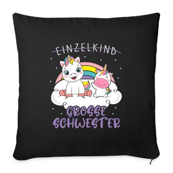 Einzelkind Große Schwester Einhorn - Sofakissenbezug 45 x 45 cm - Schwarz - Vorne