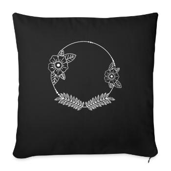 White Flowers Tendrils Corner Ornaments Frame - Sofa pillowcase 17,3'' x 17,3'' (45 x 45 cm) - black - Front
