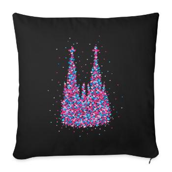 Cathédrale de Cologne Carnaval de Cologne Défilé du Carnaval de Cologne - Housse de coussin décorative 45 x 45 cm - noir - Devant