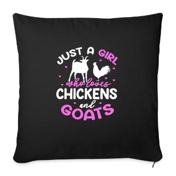 Chèvre Poulet Ferme Poulets Chèvres Cadeau - Housse de coussin décorative 45 x 45 cm - noir - Devant