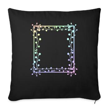 Cadre carré coloré avec des fleurs - Housse de coussin décorative 45 x 45 cm - noir - Devant