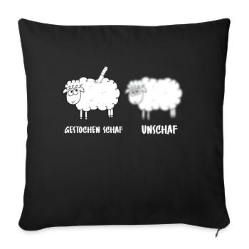 Schaf Unschaf Gestochen Schaf Schafe Brillenträger - Sofakissenbezug 45 x 45 cm - Schwarz - Vorne